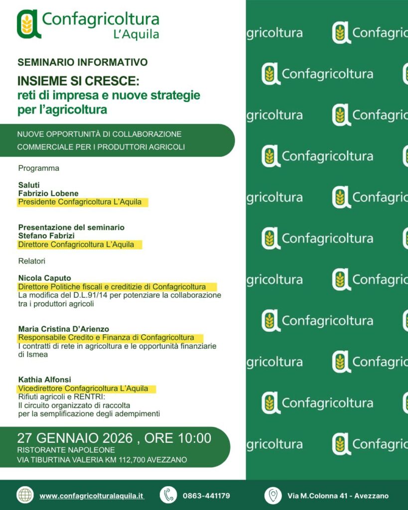 Seminario Confagricoltura
Reti Impresa e Gestione Rifiuti